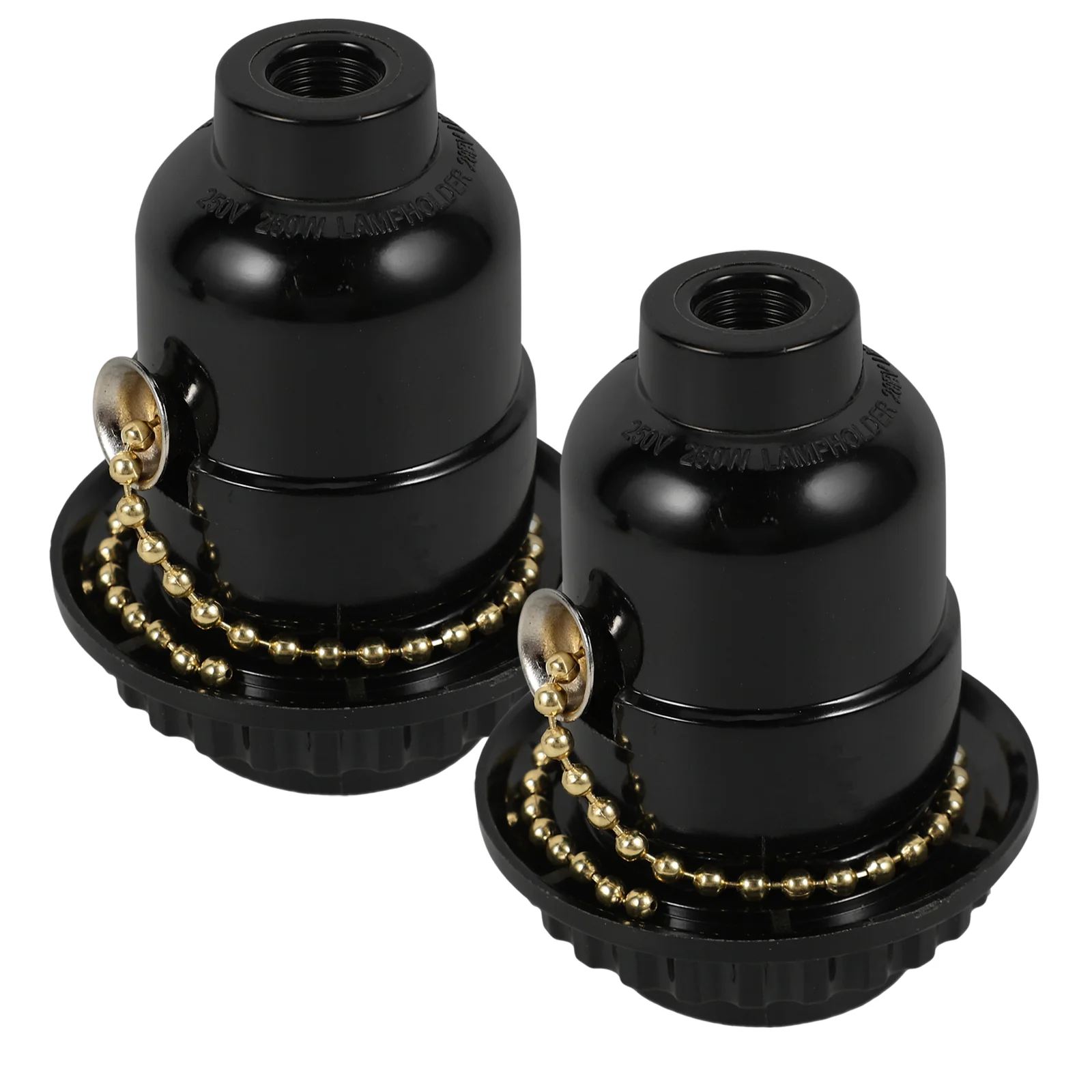 

2pcs Plastic Lamp Bases Adapter E27 Light Bulb Lamp Holder Pendant Screw Socket Vintage with Pull Zipper (Black)