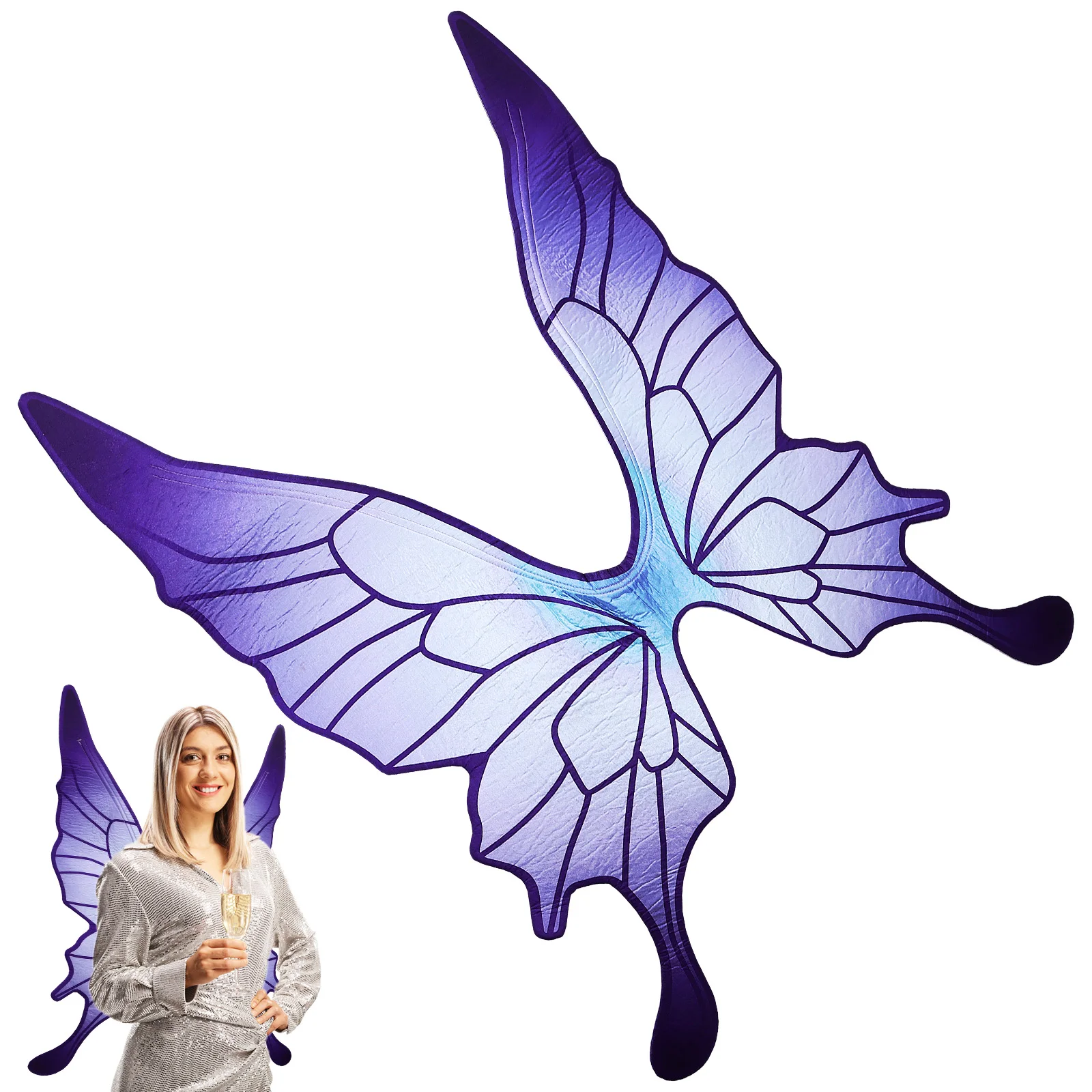 

Purple Butterfly Wings Lightweight Fairy for Women Girls Halloween Costumes Party Decorations Angel Wing Adult Elf Wing Portable