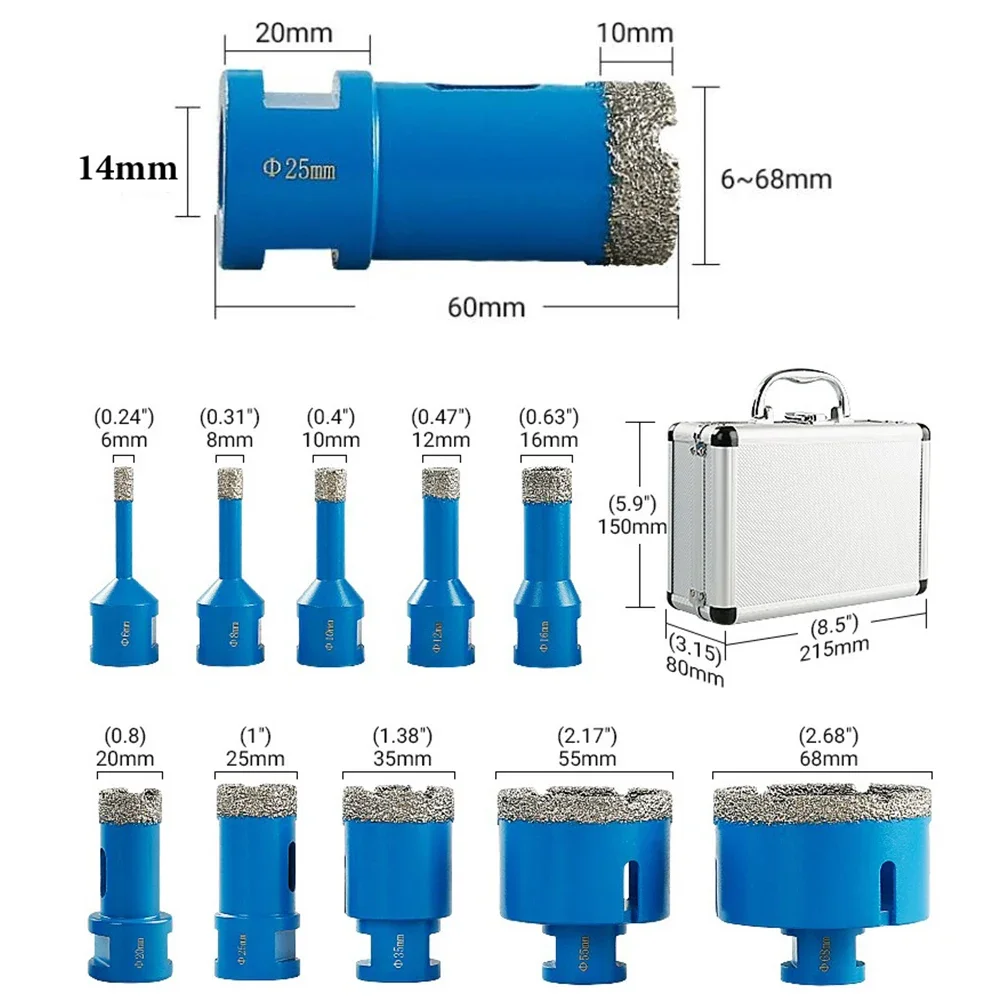 

10-piece Core Drill Bit, Hole Opener, Vacuum Brazed Core Drill Bit, Vacuum Brazed Core Drill Bit For Tiles Marble Granite