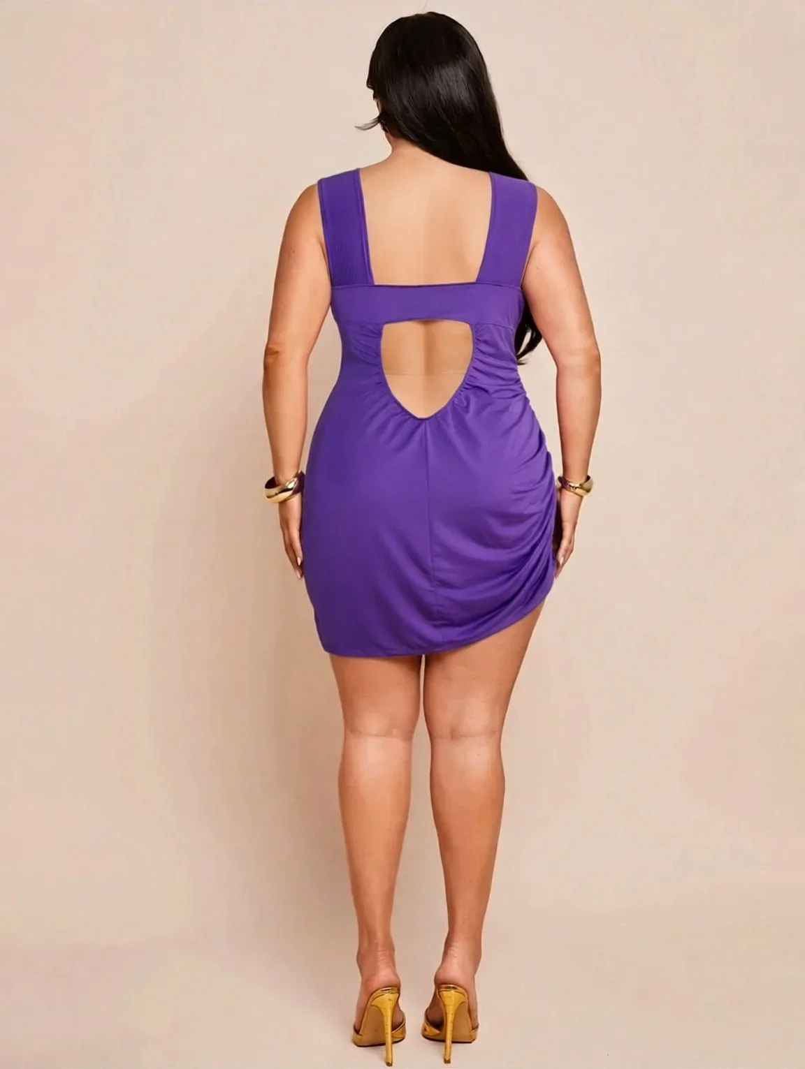 Plus Size Dresses Women's Sexy Mini Dress Halter Sleeveless Backless Bodycon Criss Cross Ruched Short Dresses Party Night Club