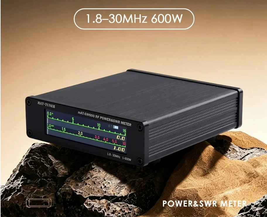 MAT-SW600 Digital Standing Wave Meter Power Meter SWR Meter 1.8-30MHz 600W HF Short Wave High Precision Measurement