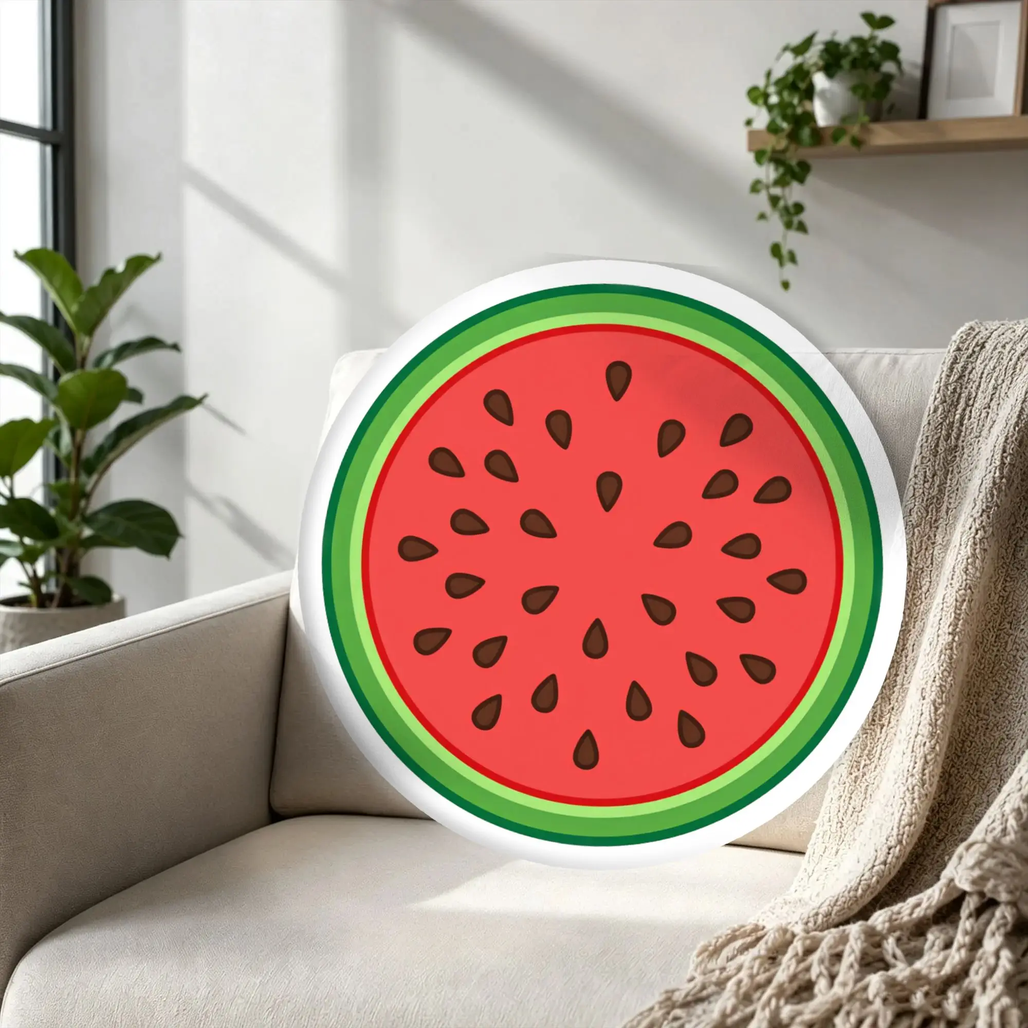 Customized Super Funny Colorful Summer Fruit  Cushion Polyester Watermelon Pillows for Christmas