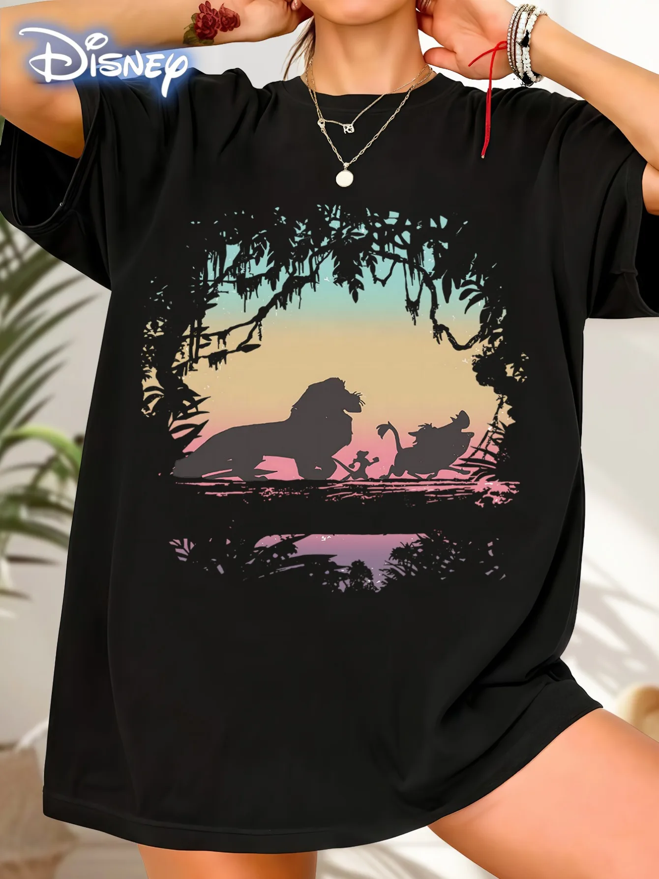 

Licensed Lion King Ever After Men's & Women's Casual T-Shirt - Vibrant Simba & Mufasa Graphic Print, Breathable Short Sleeve Tee