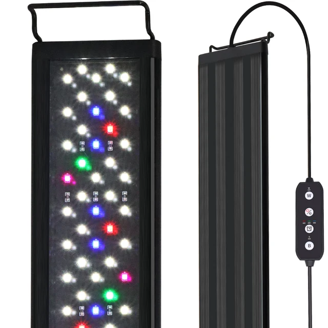 12-30-calowe oświetlenie LED pełnozakresowe do akwarium z funkcją pomiaru czasu i pamięci, oświetlenie do uprawy roślin akwariowych 100-240 V