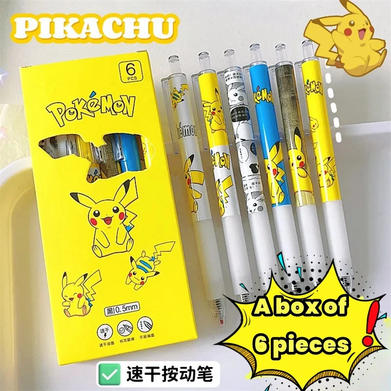 

6Pcs Pokemon Pikachu 0.5MM Erasable Gel Pen Stationery Pens Children School Student Supplies Birthday childrens Birthday Gifts