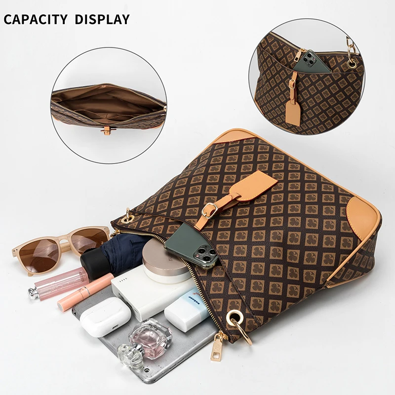 Women Crossbody Bags 2023 New Shoulder Leather Large Female Shopping Party For Makeup Luxury Designer Plaid Messenger Handbags