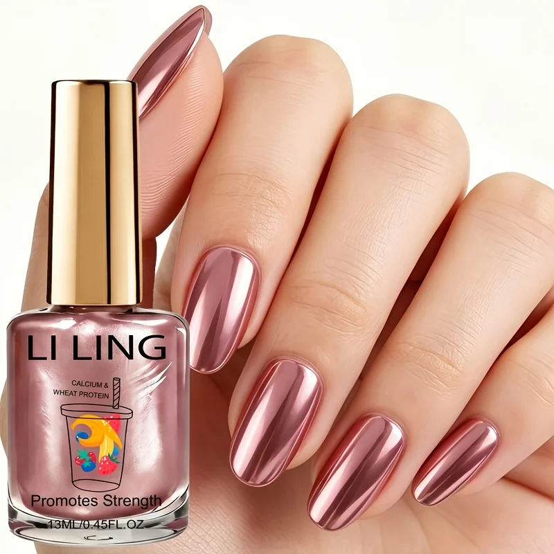 LI LING High-Gloss Mirror Rose Gold Polish, Quick-Dry Film, No Wait, Easy Apply, Keratin, Party Gift, Spring/Summer, Beach