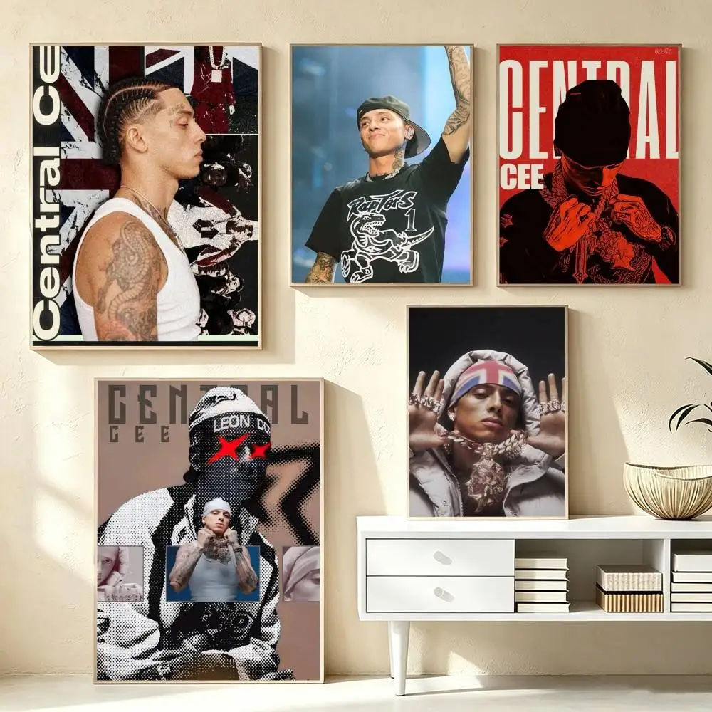 Rapper Central Cee Poster Waterproof Wall Art Sticker For Bar Living Room Vintage Decor High Quality Print Gift