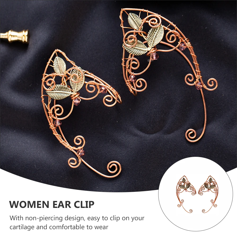 

2PCS Alloy Ears Ear Clips Comfortable Non Piercing Women Costume Jewelry Valentine's Day Gift Curvy for Anniversary