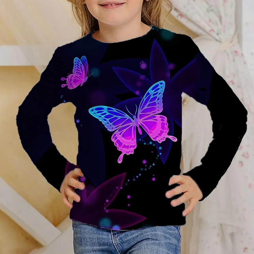 Topkleding Voor Kinderen T-Shirts Mode Girly T-Shirt Lange Mouwen Van 6 Tot 14 Jaar Verjaardag Meisje Tieners 2023 Herfst Kinderen