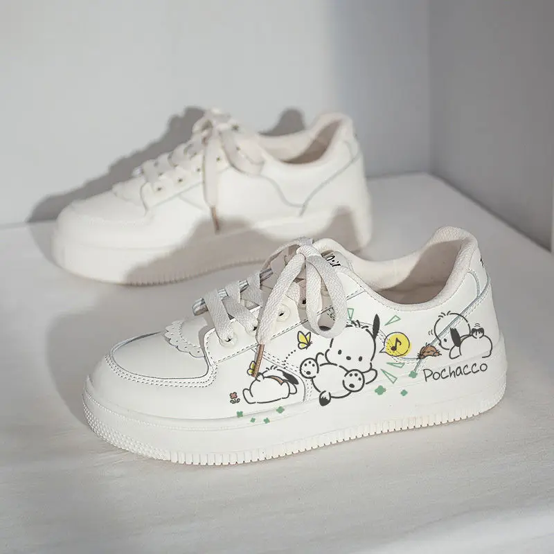 

Sanrio Pochacco, кроссовки в стиле аниме, повседневная обувь с милыми героями мультфильмов, студенческая низкая прогулочная спортивная обувь, женская обувь на плоской подошве