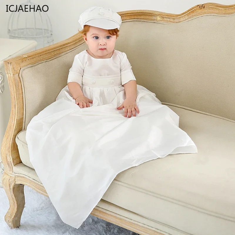 

2025 Newborns Baby Girls Dress Baptism 1st Birthday Kids Toddler Party Costumes Jumpsuit with Hat Christening Infant Clothing