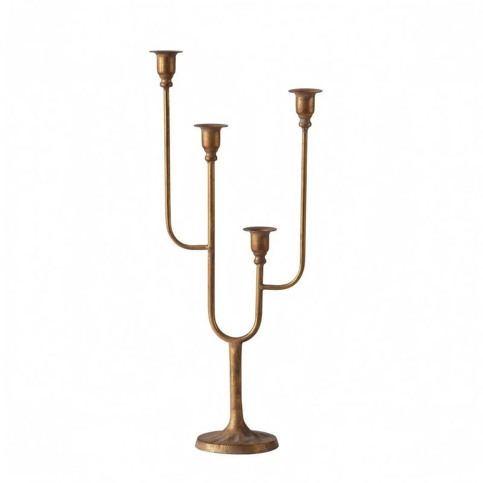 Cast Iron Candle Holder Candelabra Asymmetrical Multi-Arm Candlestick Four-Cup