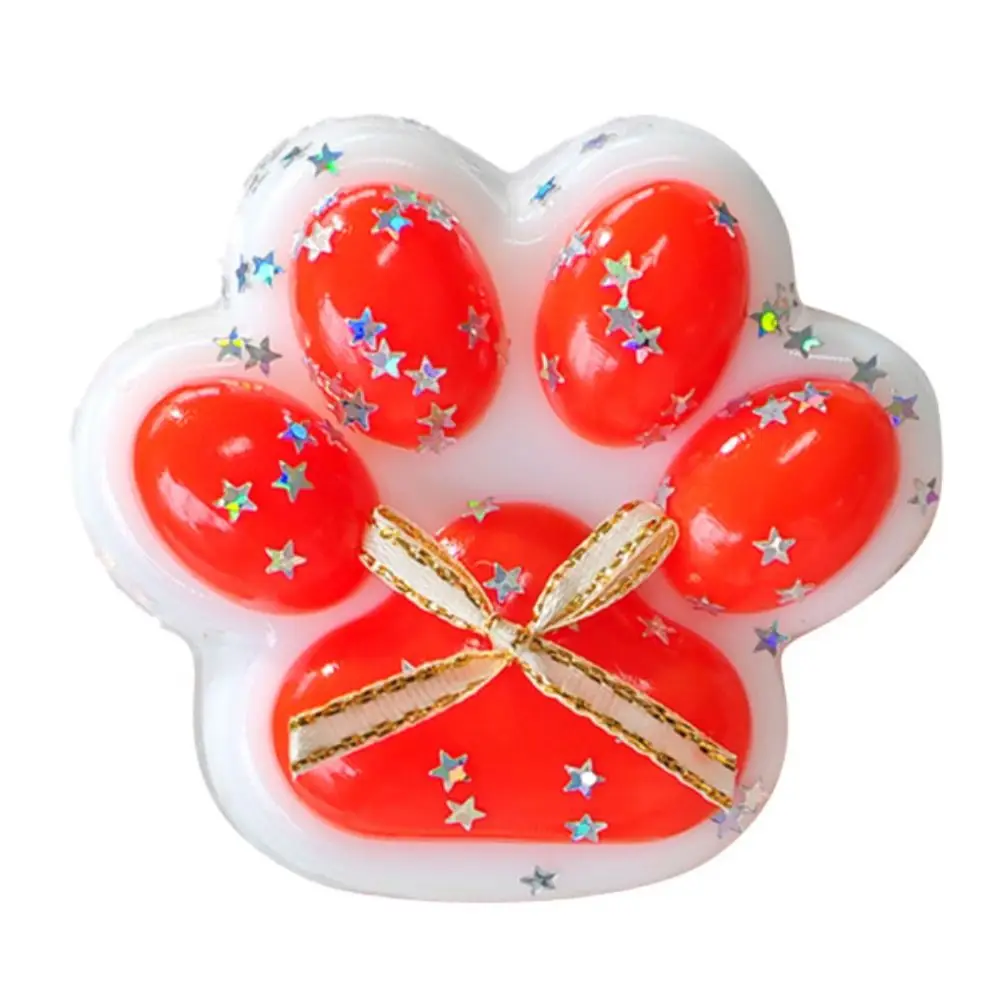 크리스마스 고양이 발바닥 스퀴즈 장난감, 느린 반발 실리콘 만화 고양이 발톱 장난감 6.5cm 3D 고양이 발바닥 핀치 장난감 크리스마스 선물