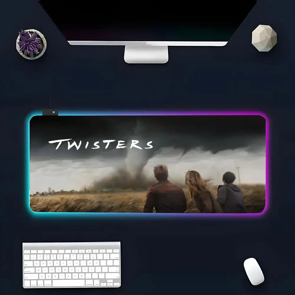 The Film T-Twisters Mouse Pad RGB Glow Personality Picture Custom PC Table Mat Carpet Mat Game Player Dedicated LED
