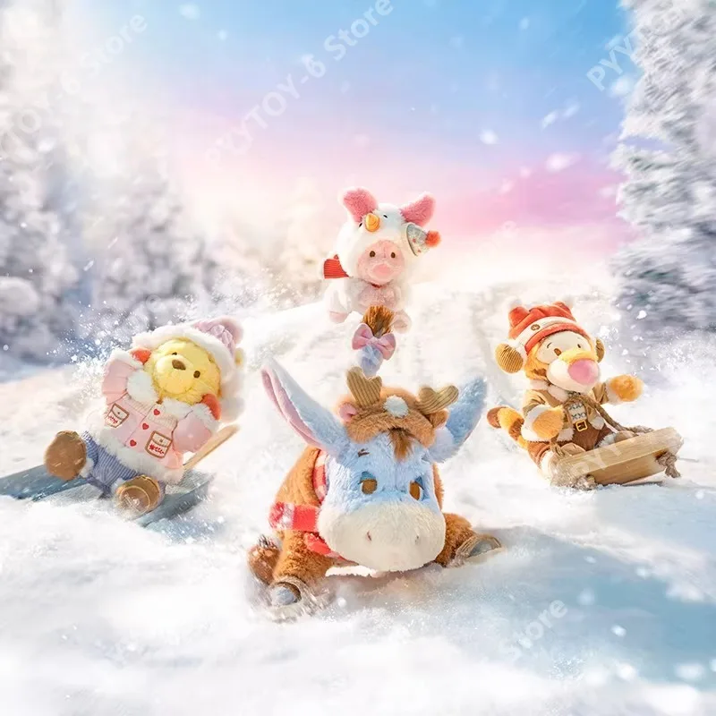 

Плюшевая игрушка Дисней Винни-Пух из зимней серии, милая, мягкая, приятная на ощупь, плюшевые игрушки-животные, украшение, подарок на Новый год и день рождения