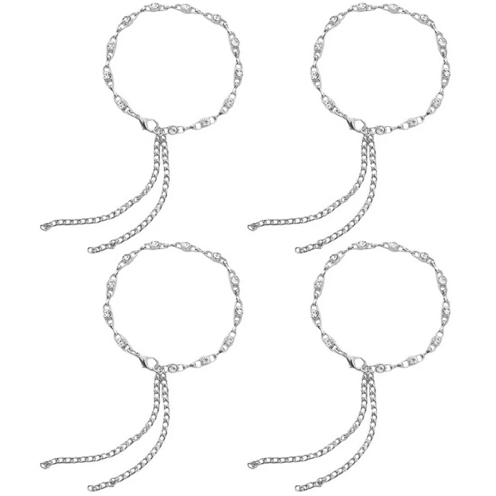 4Pcs Anti Chain Rhinestones High Heel Chain Ankle Decoration Women Crystal Shoe Charm Accessory High Heel Decor