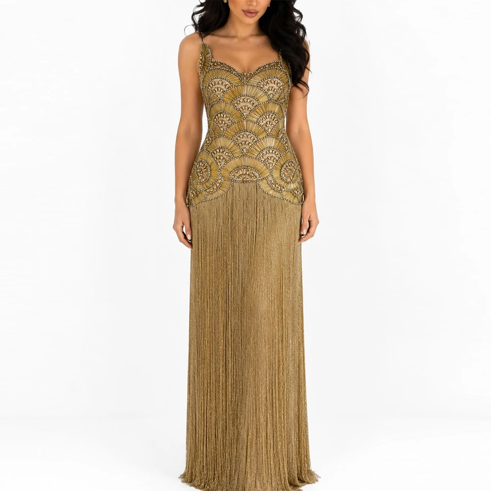 Exquisite Mermaid Evening Dress Luxury Crystal Strapless Customized Celebrity Gowns Delicate Tassel Bespoke Occasion Gown