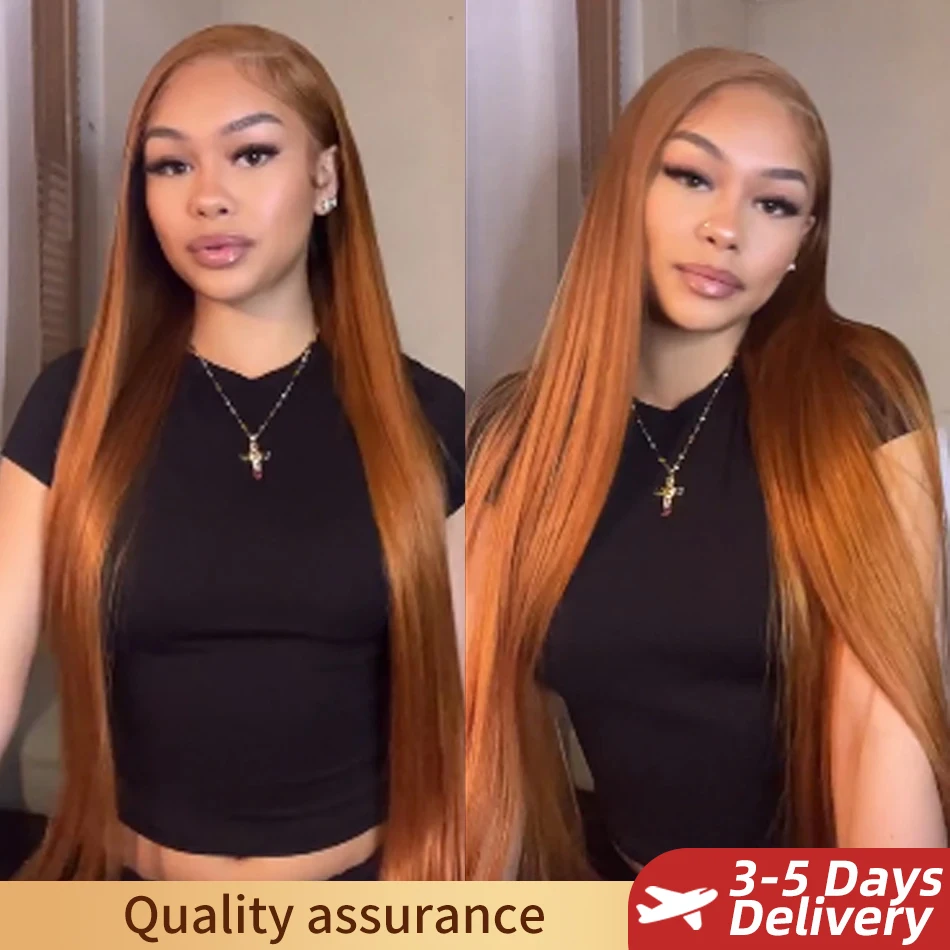 13x6 Ginger Blonde Colored Human Hair Lace Front Wigs 180% Straight HD Lace Frontal Wigs Honey Blonde Fall Color Human Hair Wigs