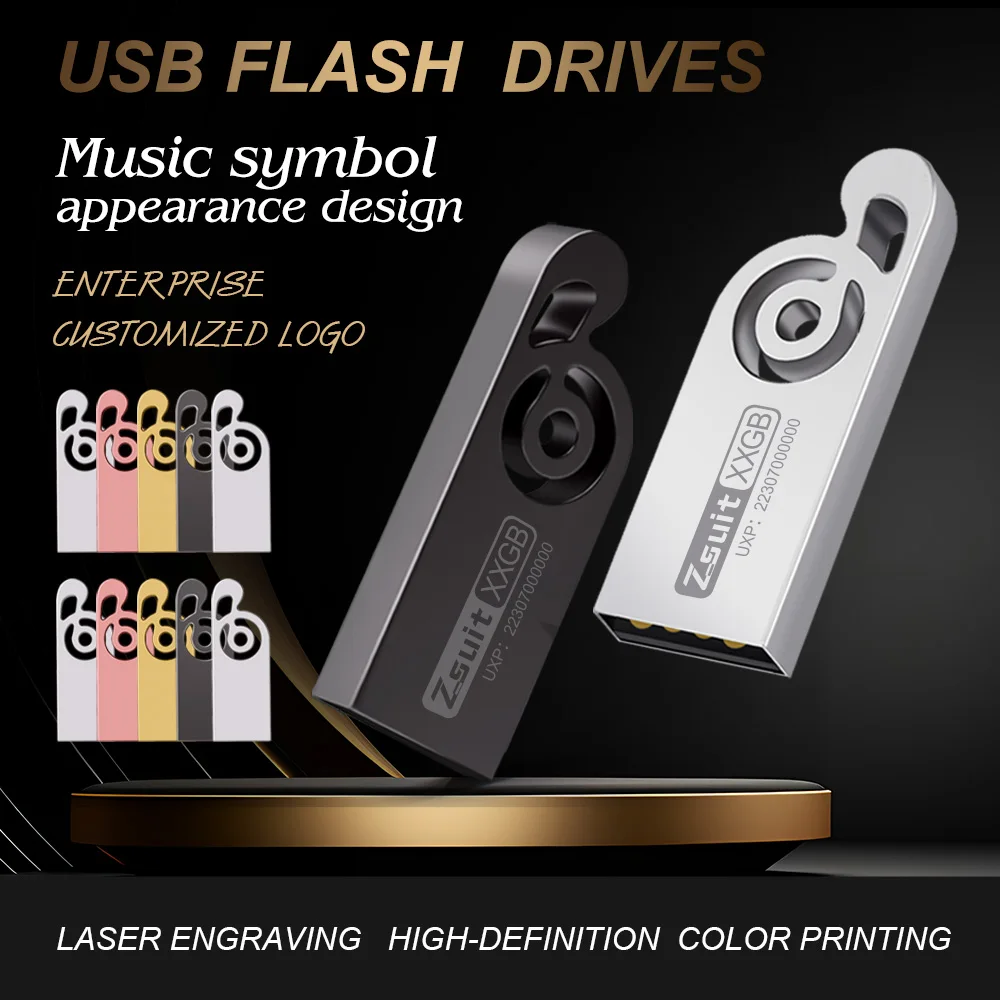 Zsuit 10Pcs 128GB USB Flash Drive Music USB Pendrives 64G 32G Memory Stick Pen Drives USB 4GB 8GB Metal U disk custom Gift