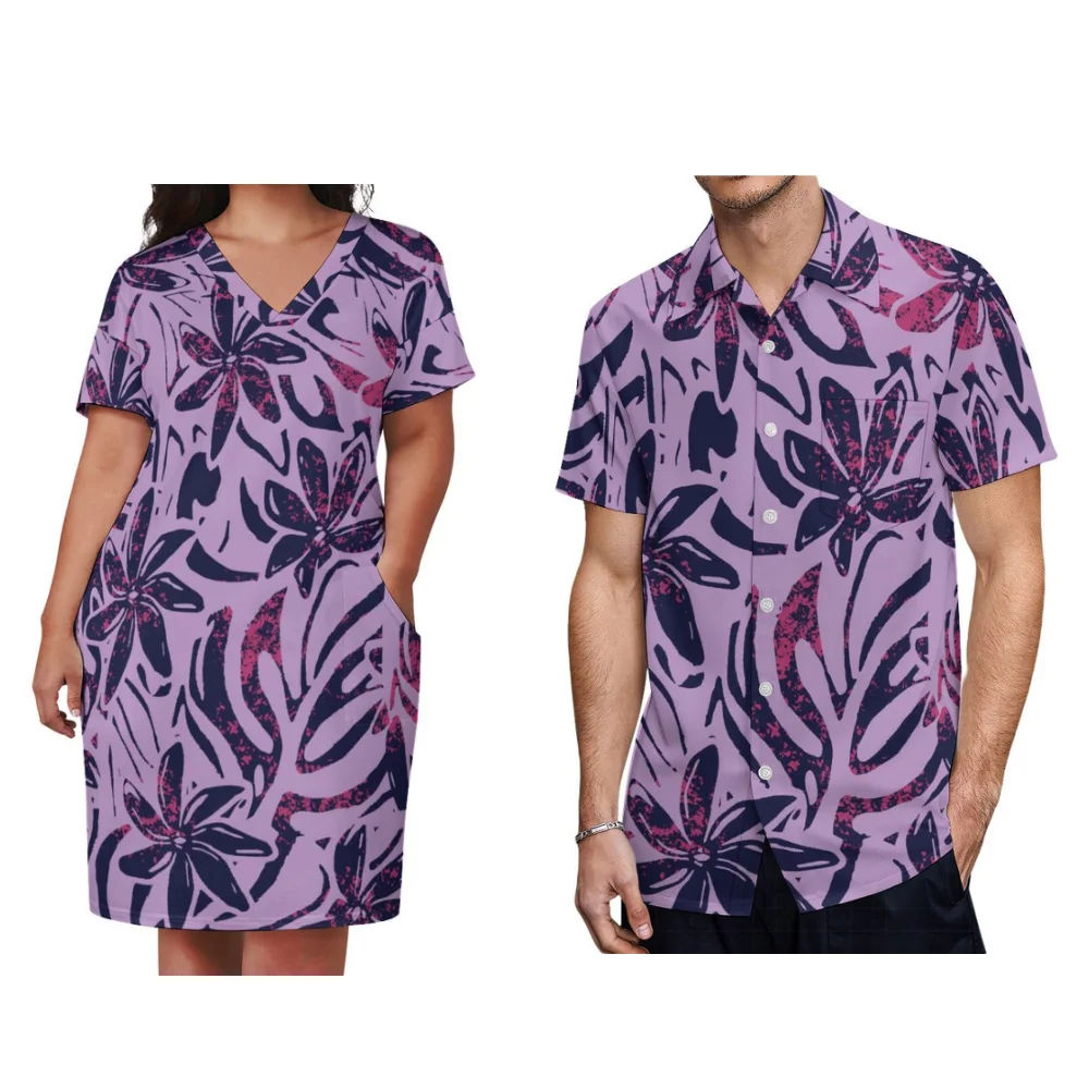 Women's Dress Men's Shirt Home Casual Dress Custom Polynesian Couple Dress Summer Short Sleeve High Quality Dress