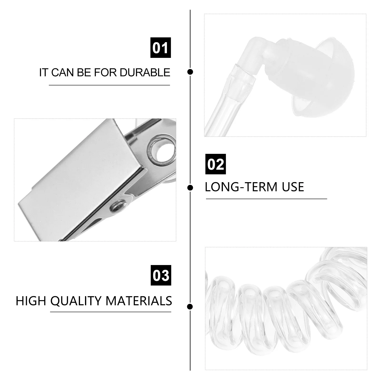 

2Pcs Acoustic Tube Earpiece Durable Comfortable Mushroom Tip for Walkie Two Security Clear Acoustic Tube