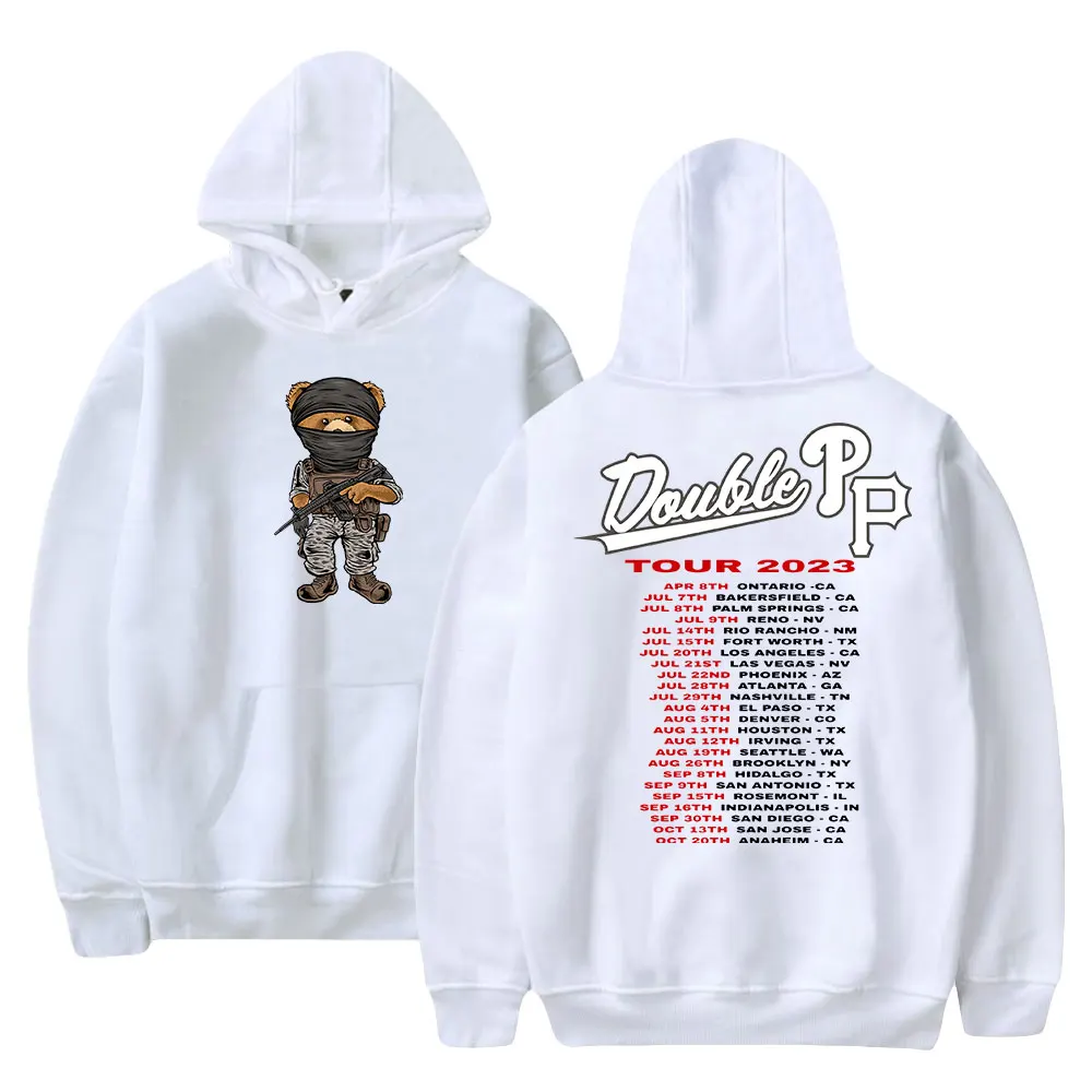 Peso Pluma Hoodies Double Pp 2023 Tour Hoodle Rapper Touring Merch Print Unisex Fashion Funny Casual HipHop Style