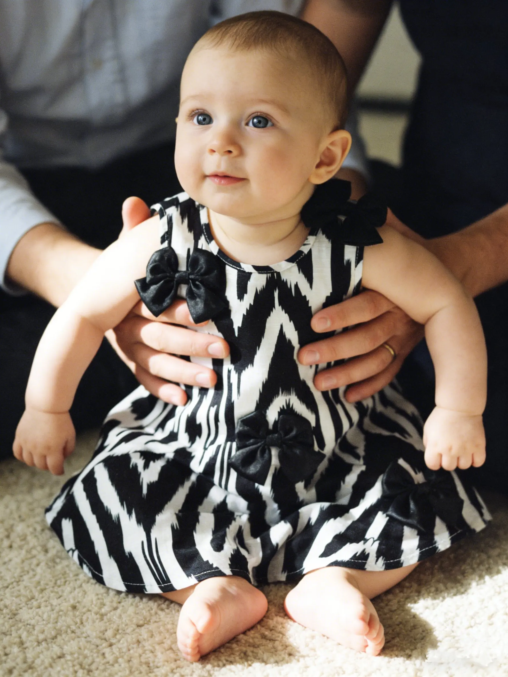 0-9 Months Baby Girl Ethnic Dress, Orange Blue Contrast Color Princess Dress with 3D Bows, Newborn Baby Summer Outfit