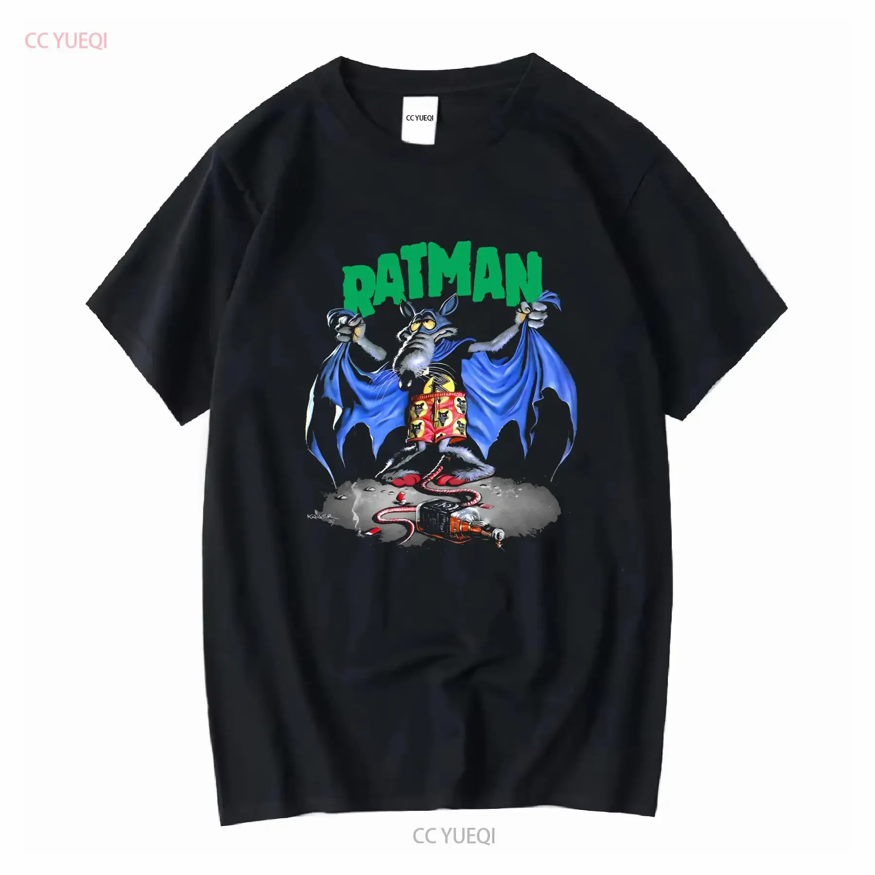 Vintage 90s Risk T Shirt XL Ratman long or short sleeves vintage Washed Comfortable designer clothes Top For Everyday Wear
