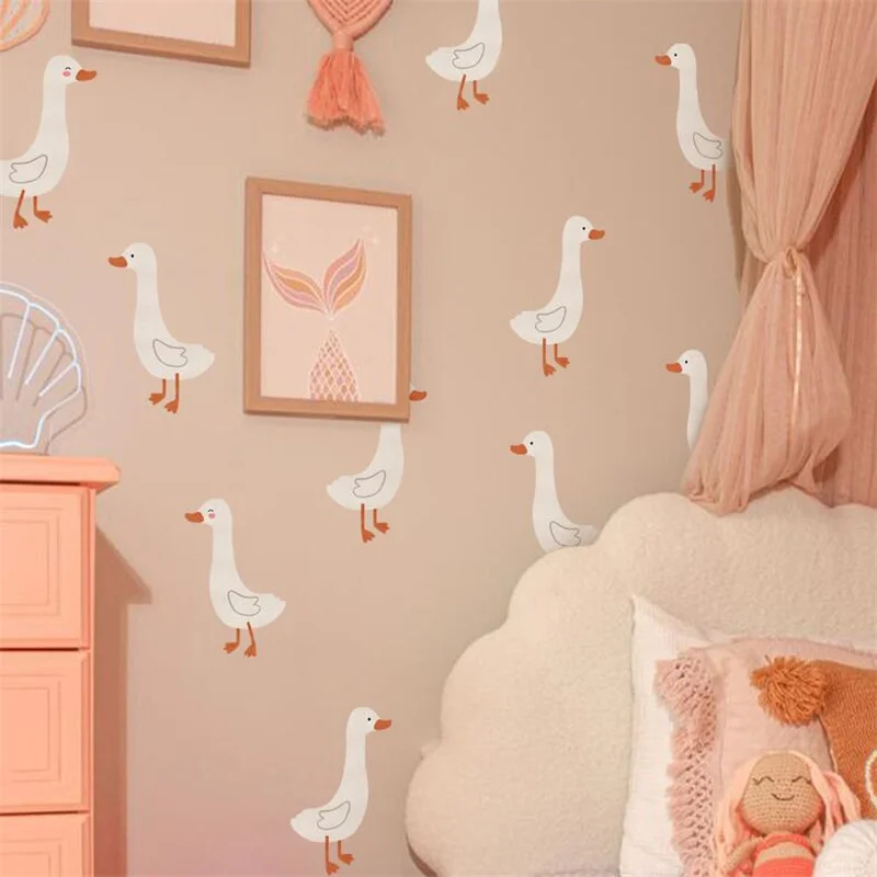 6Pcs Cartoon Cute Little Duck Wall Stickers For Living Room Bedroom Background Wall Home Decoration Wall Stickers Wallpapers