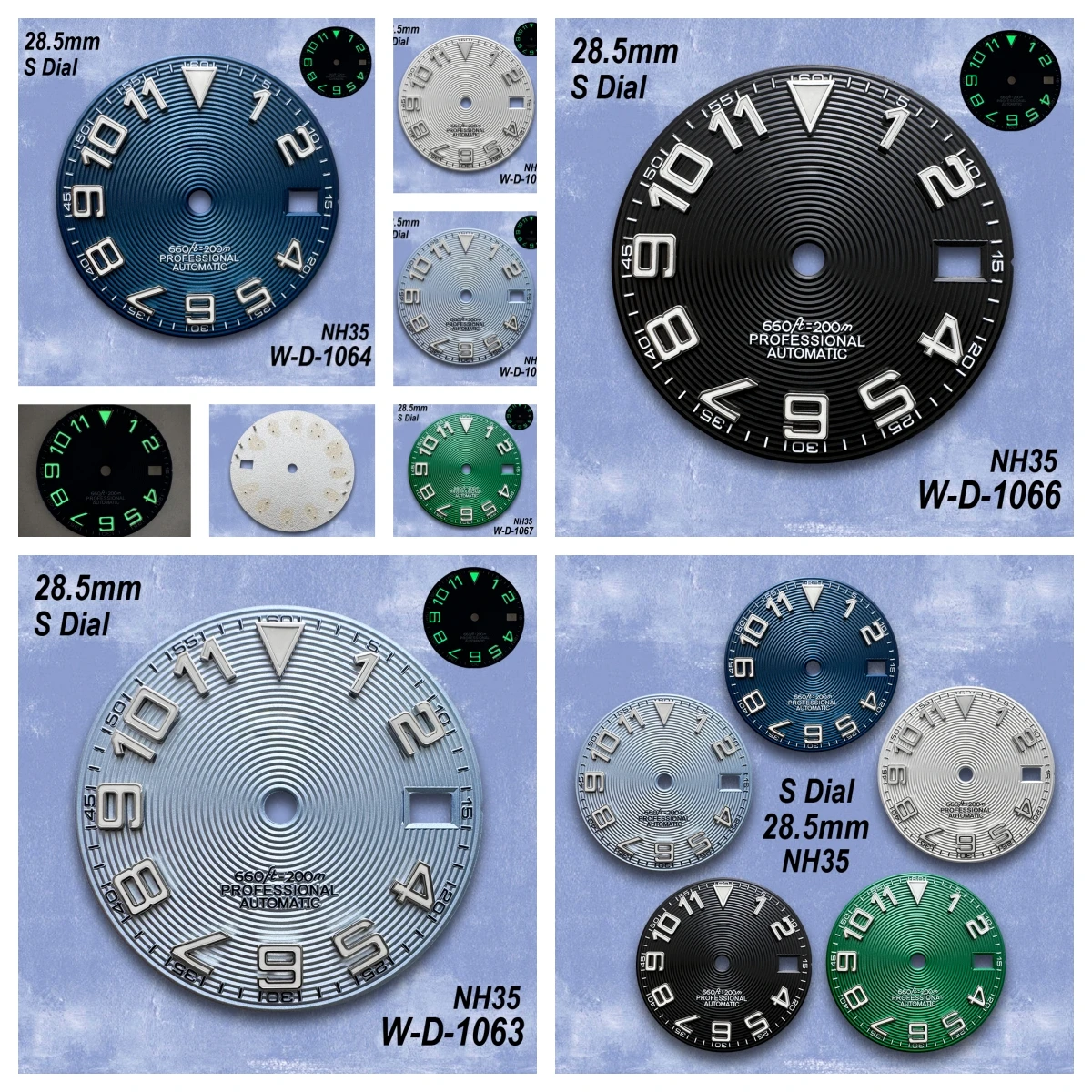 

28.5mm S Logo Dial Fit NH35/NH36/4R Movement Green Luminous CD Dive High-Quality Watch Modified Accessories Fit 3/3.8/4 O'clock