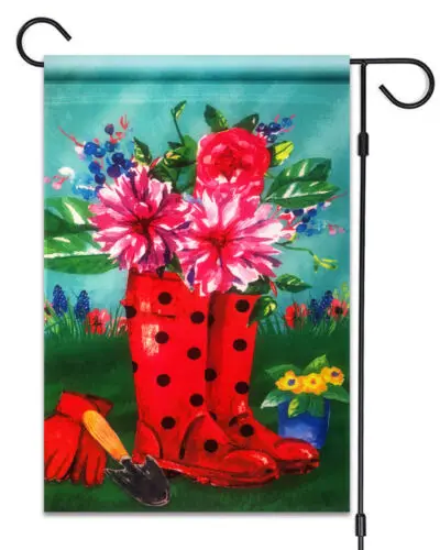 NEW Rain Boots & Flowers Garden Flag 12