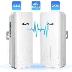 Ueevii 5.8gポイントからポイントワイヤレスブリッジ屋外2km cpe、12dbi高ゲインアンテナ、24v poeアダプター、100mbps rj45 lanポート