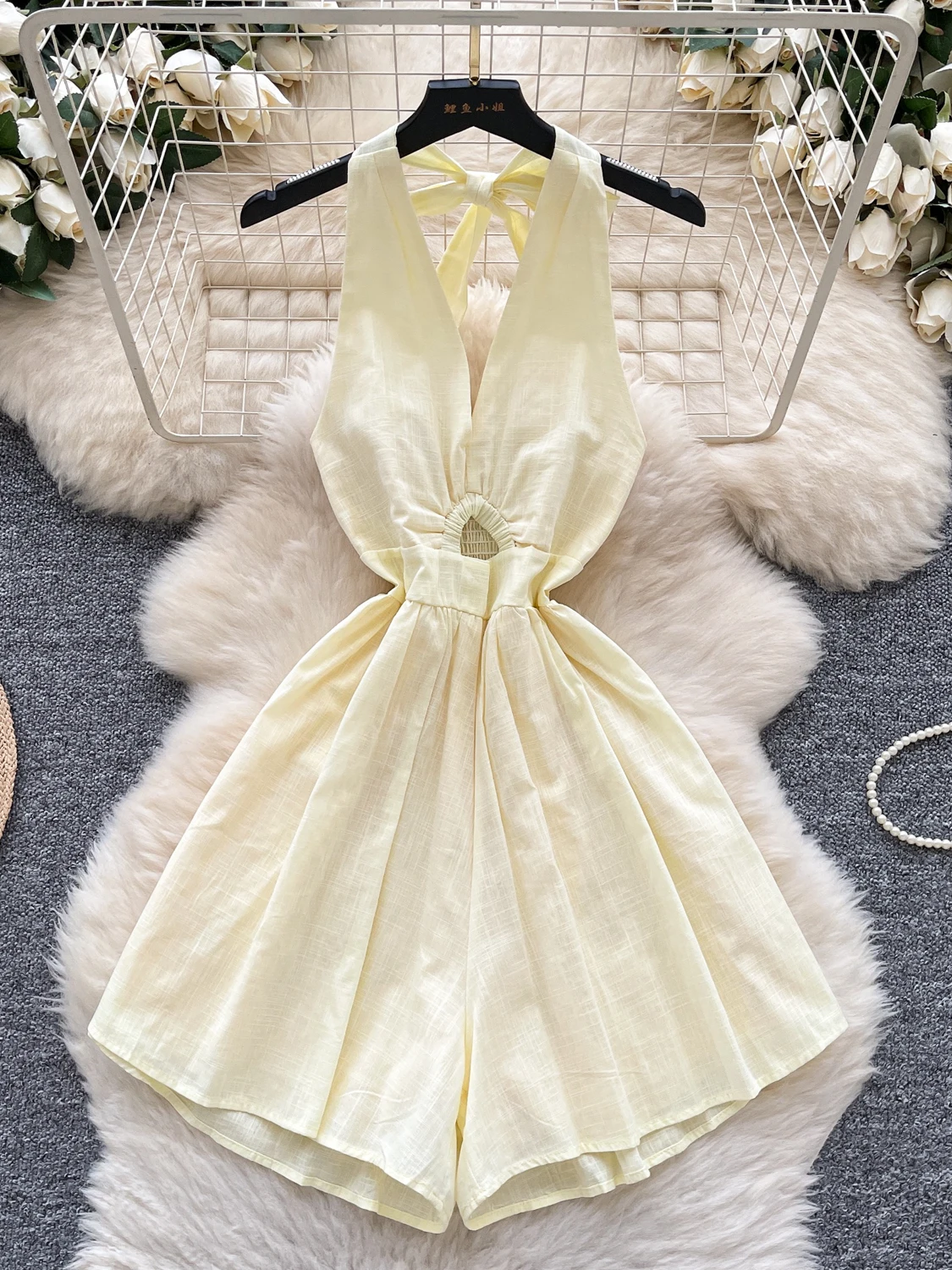 

Женская летняя одежда Vaion Wear, цельный костюм с широкими штанинами и v-образным вырезом на бретельках, эксклюзивные онлайн-брюки