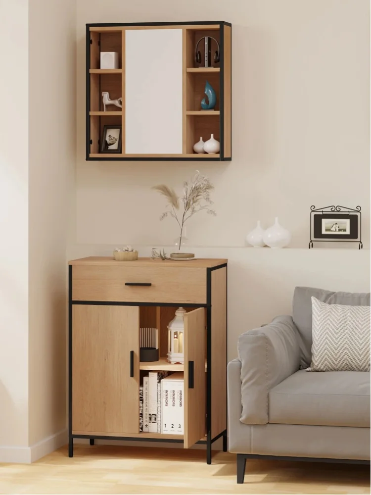 EUGAD Freistehender Badezimmerschrank mit verstellbarem Regal, 1 Schublade, 2 Türen, 60 x 80 x 30 cm, Aufbewahrungsregale für Wohnzimmer, Küche, Flur