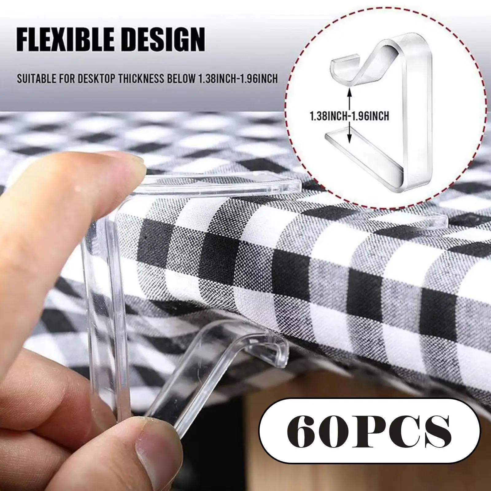 60x Tablecloth Clips Holders Clear Holder Clips Stable Modern Table Cover Clamps for Kitchen Banquet Indoor Outdoor Wedding
