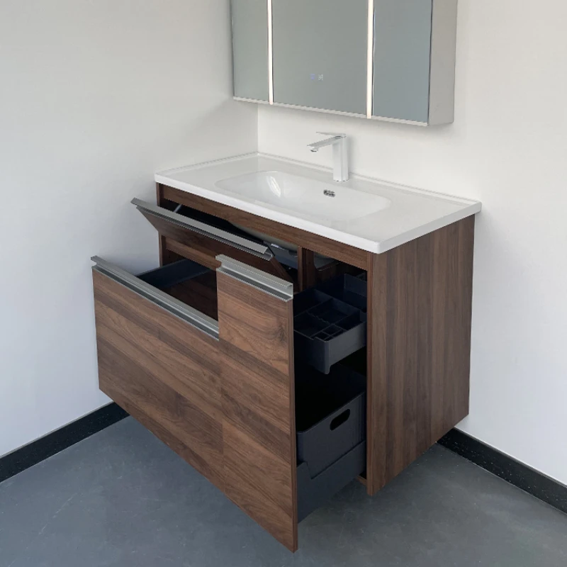 

Matsudairi bathroom cabinet, Yunna rock board, Keli Nai ceramic integrated washbasin, bottom basin