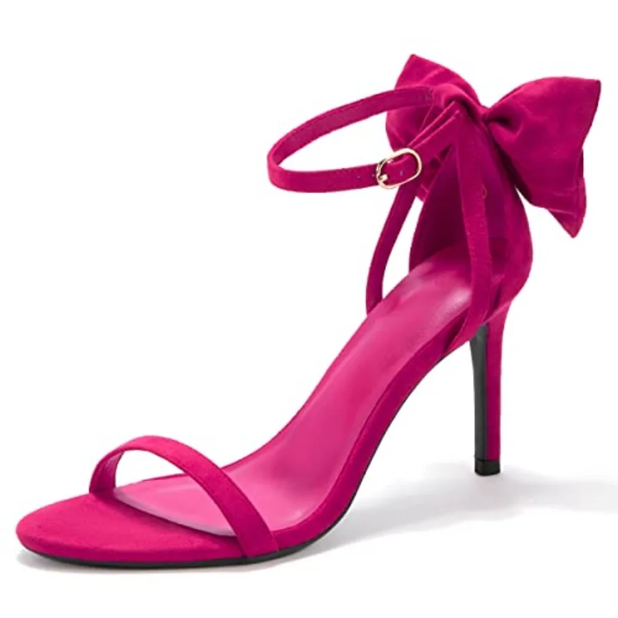 

Womens Ankle Strap High Heels Open Toe Stiletto Bow Tie Knot Heeled Sandals Fashion Wedding Dress Pump Shoes