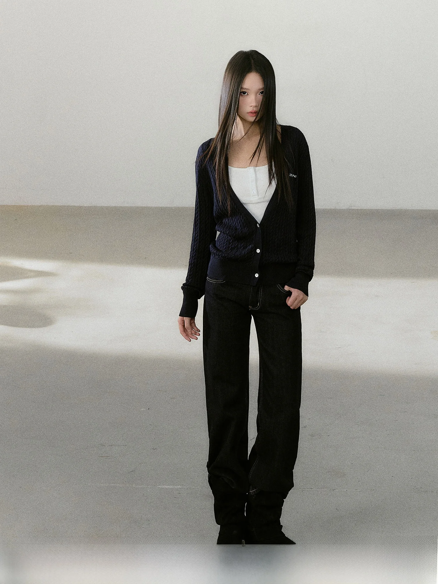 

Retro Sle Button up Deep V Ne Knitted Sweater Coat Simple Design Lenzing Lyocell Fiber Women's Long Sve Cardigan