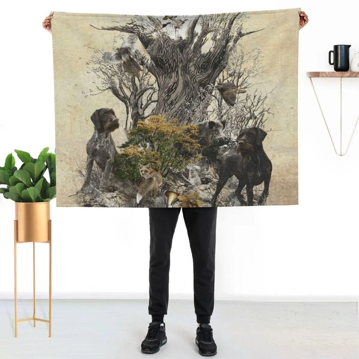 

Deutsch Drahthaar Throw Blanket Plush Fuzzy Cozy Blanket for Couch Sofa