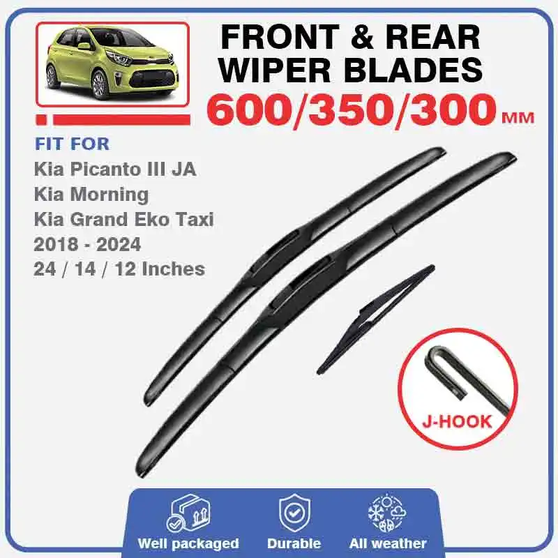 Wiper Blades For Kia Picanto III 2017 - 2024 JA GT-Line Front Rear Windshield Windscreen Window Brushes Washer Car Accessories