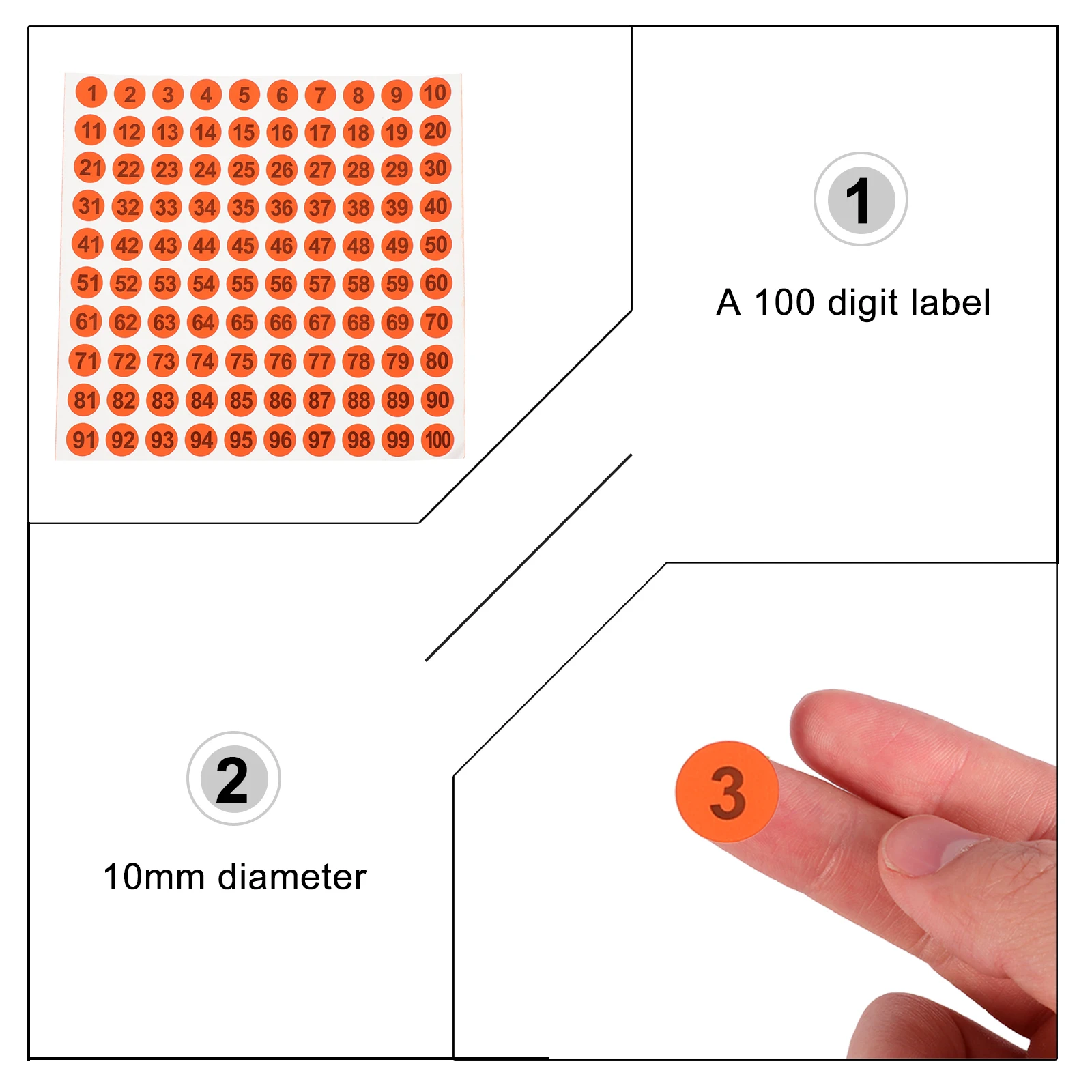 

Colored Self-adhesive Label Circle Stickers Removable Number Tags Pvc Practical
