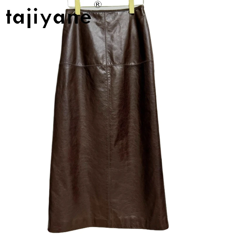 KMETRAM 100% トップグレインシープスキンスカート女性用韓国ファッション本革ロングスカート女性秋服 2025 юбка шорты