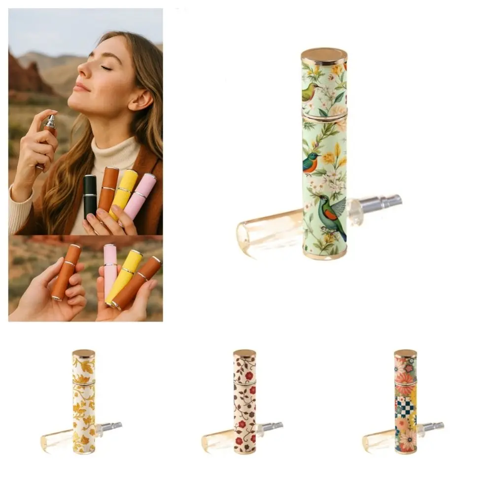 10ml Mini Perfume Bottle PU Leather Essential Oil Alcohol Spray Rotating Bottle Spray Atomizer Bottle Refillable