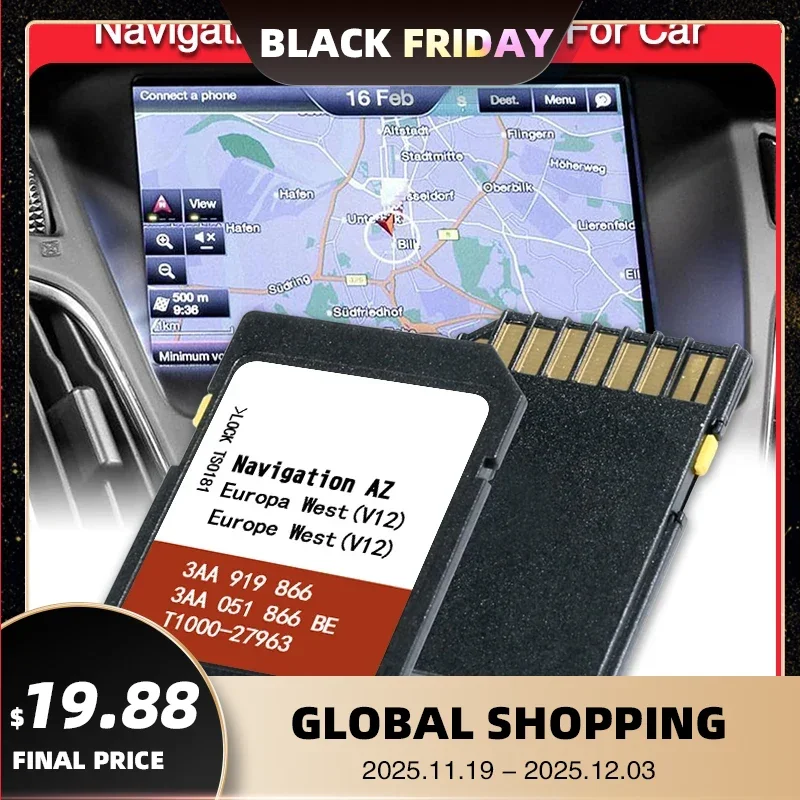 

Original for Volkswagen SD Card AZ Version V12 Europe West RNS 315 Navigation Software Update 3AA051866 Cover Europe Country