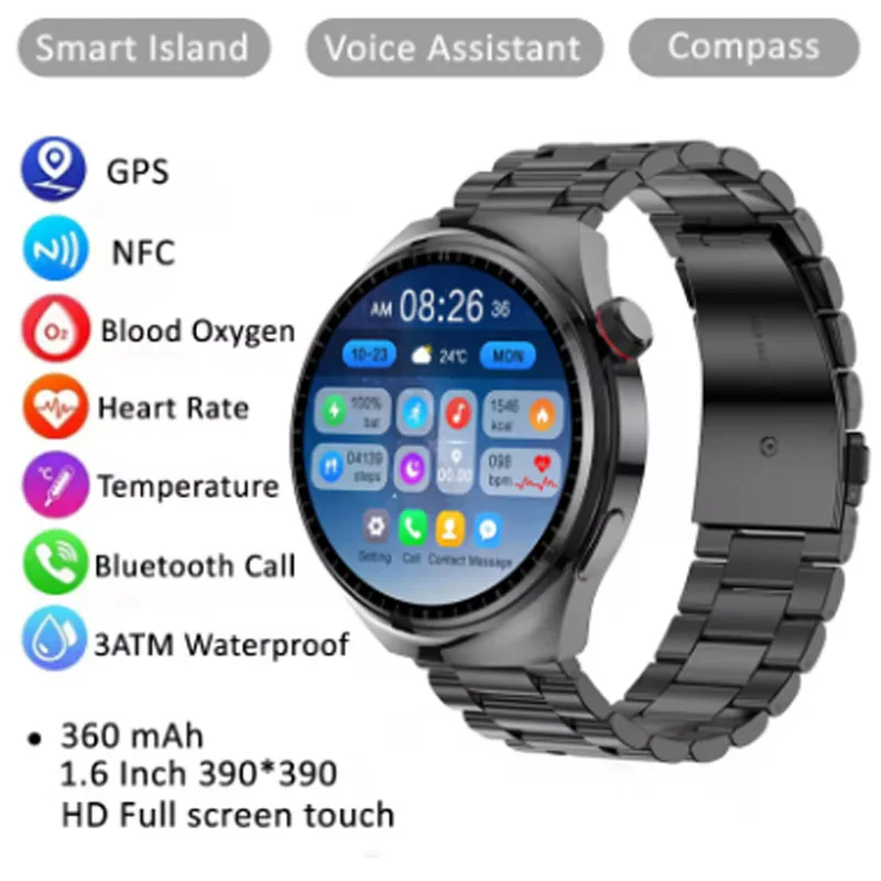 

For Xiaomi Redmi K70 Huawei Pura Smart Watch Men Watches AMOLED HD Screen Bluetooth Call GPS NFC Heart Rate IP68 Waterproof 2024