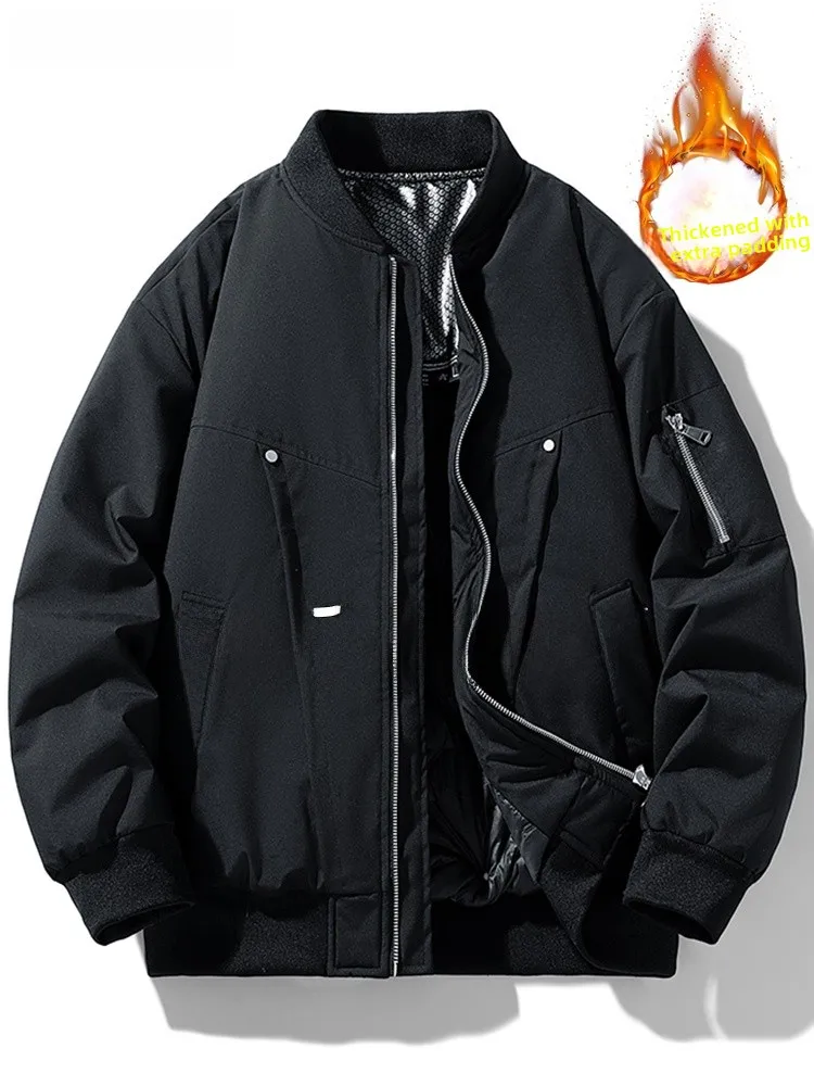 

Мужская утепленная хлопковая куртка большого размера 2025 года, новая зимняя модная бейсбольная куртка в американском стиле, теплая повседневная куртка на молнии с длинными рукавами