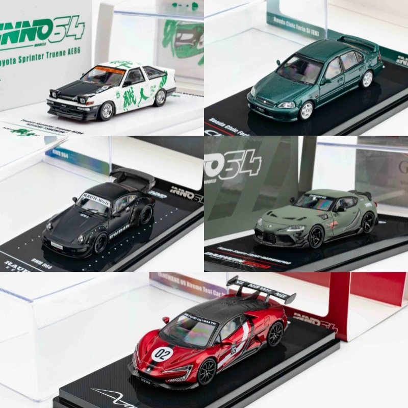 

INNO 1:64 Ferio Si EK SPRINTER TRUENO AE86 RWB 964 Black Matt SUPRA A90 DARWIN PRO YANGWANG U9 Diecast Model Car
