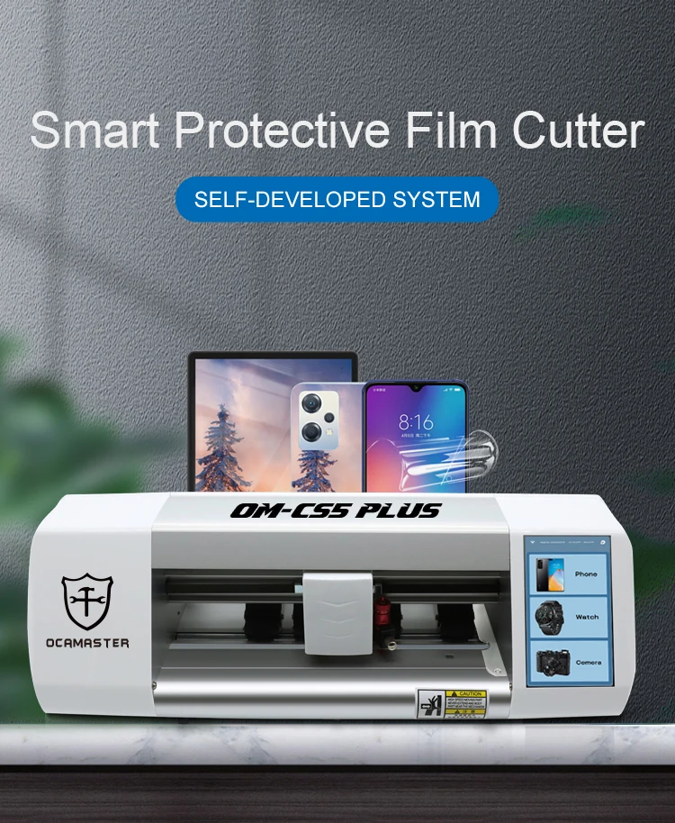 

Умный станок для резки защитной пленки OCAMASTER CS55 Plus, 10-дюймовый резак для защиты переднего экрана мобильного телефона и заднего стекла