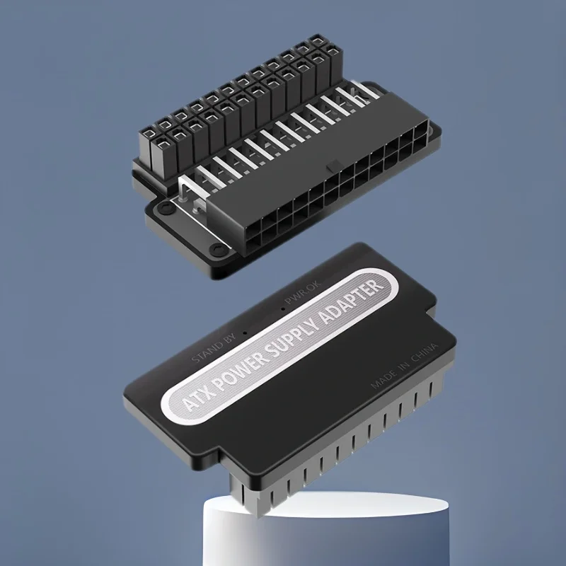 24Pin Power Adapter ATX 24 Pin to 24P 90Degree Power Plug Adapter Female to Male Motherboard Power Supply Cable Connector Module